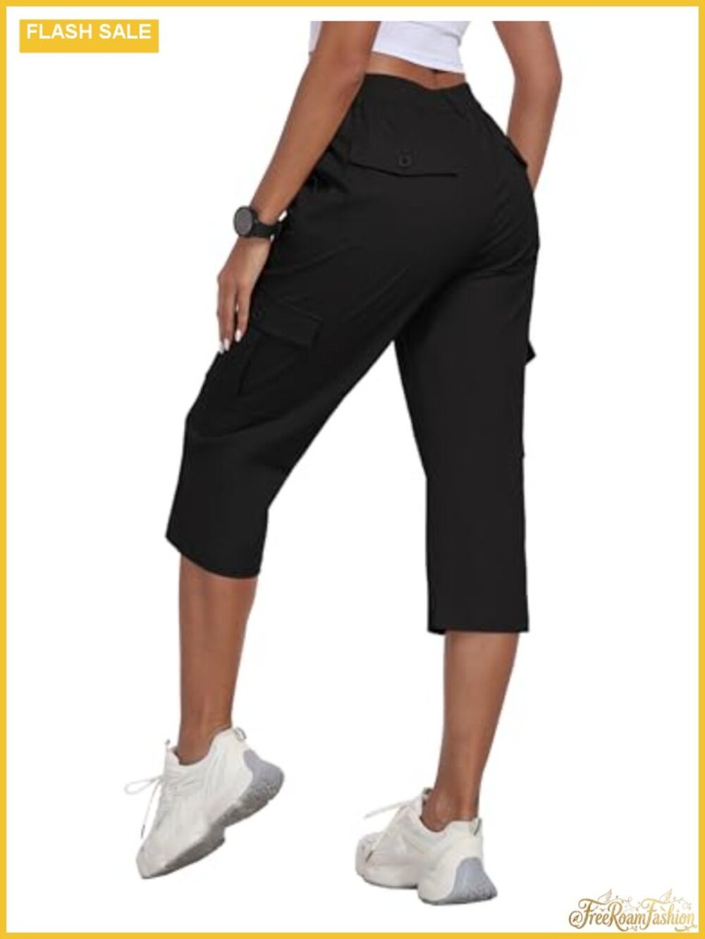 Women's Lightweight Cotton Cargo Capris Hiking Pants Multi-Pocket